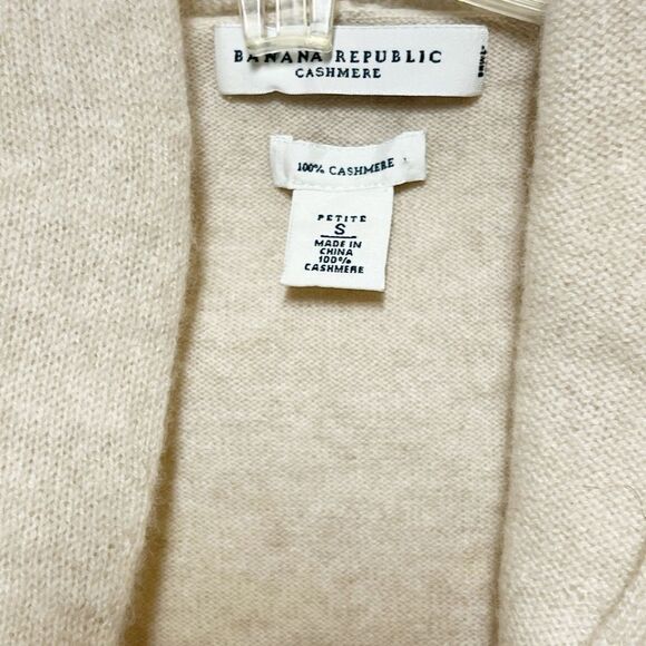 New Banana Republic 100% Cashmere open front Cardigan cream Sz S Petite - Picture 5 of 5